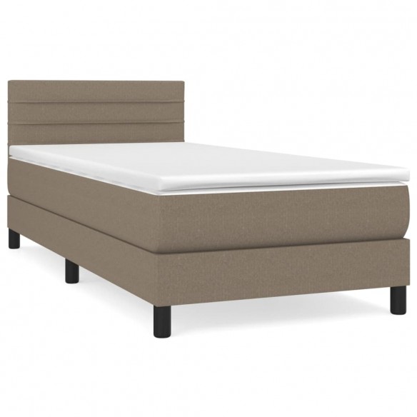 Cadre de lit avec matelas Taupe 90x200 cm Tissu