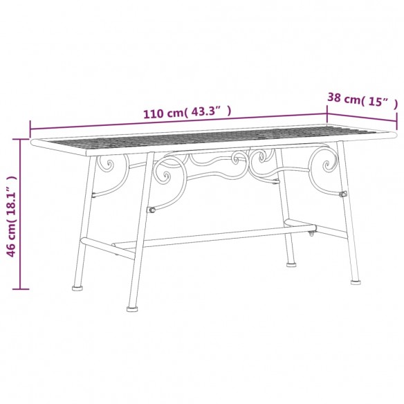 Banc tour d'arbre 110 cm Noir Acier