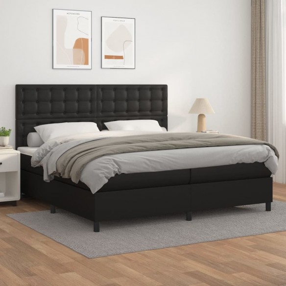 Cadre de lit avec matelas Noir 200x200 cm Similicuir