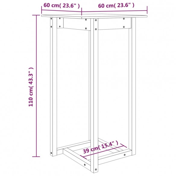 Table de bar Blanc 60x60x110 cm Bois massif de pin