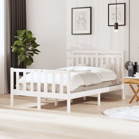 Cadre de lit Blanc Bois massif 120x190 cm Petit Double