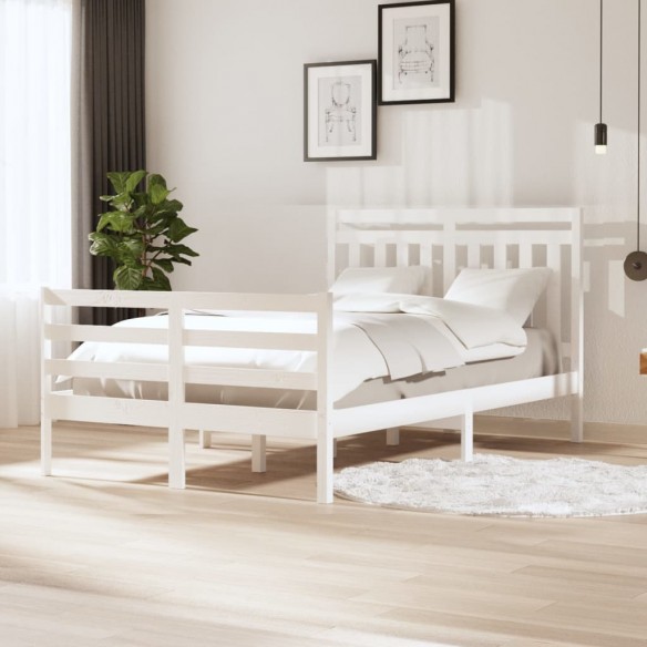 Cadre de lit Blanc Bois massif 120x190 cm Petit Double