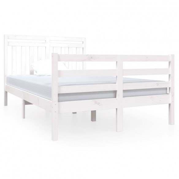 Cadre de lit Blanc Bois massif 120x190 cm Petit Double