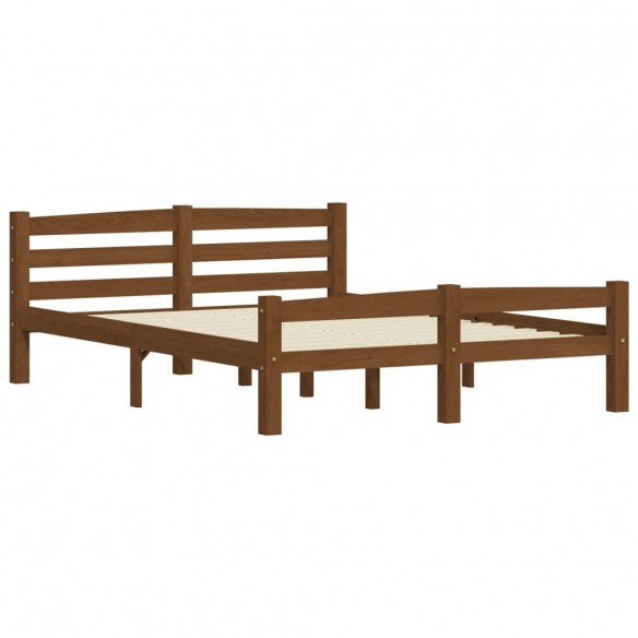 Cadre de lit Marron miel Bois de pin massif 140x200 cm