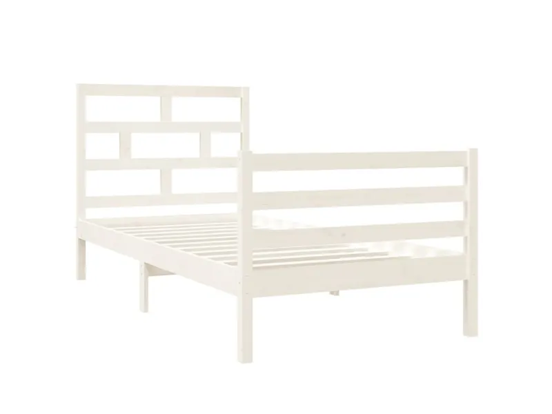 Lit Blanc Bois massif 90x190 cm Simple
