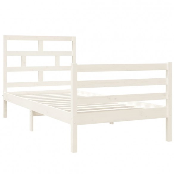 Cadre de lit Blanc Bois massif 90x190 cm Simple