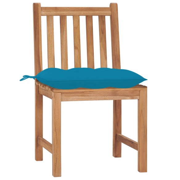 Chaises de jardin 4 pcs avec coussins Bois de teck massif