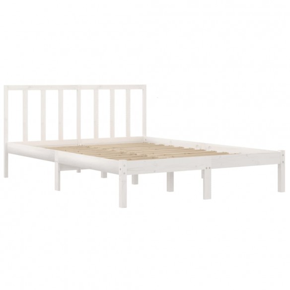 Cadre de lit Blanc Bois de pin massif 140x190 cm