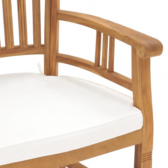 Chaises de jardin 2 pcs avec coussins blanc crème Bois de teck