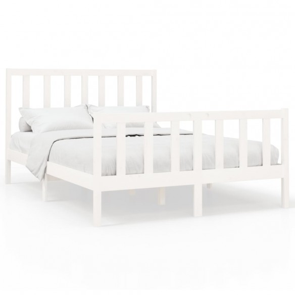 Cadre de lit Blanc Bois de pin massif 140x190 cm