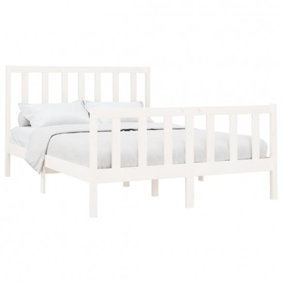 Cadre de lit Blanc Bois de pin massif 140x190 cm