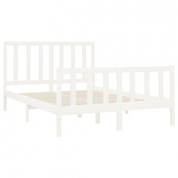 Cadre de lit Blanc Bois de pin massif 140x190 cm