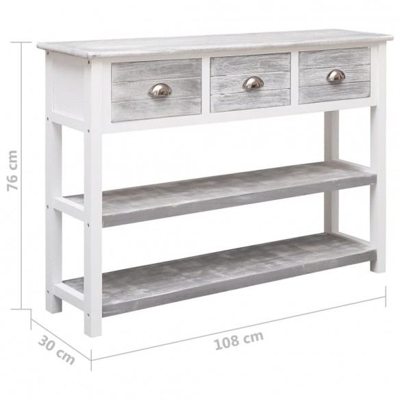 Buffet Gris antique 108x30x76 cm Bois de Paulownia massif