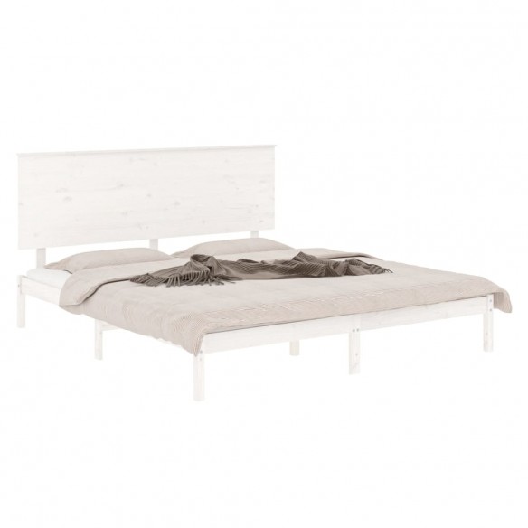 Cadre de lit Blanc Bois de pin massif 160x200 cm