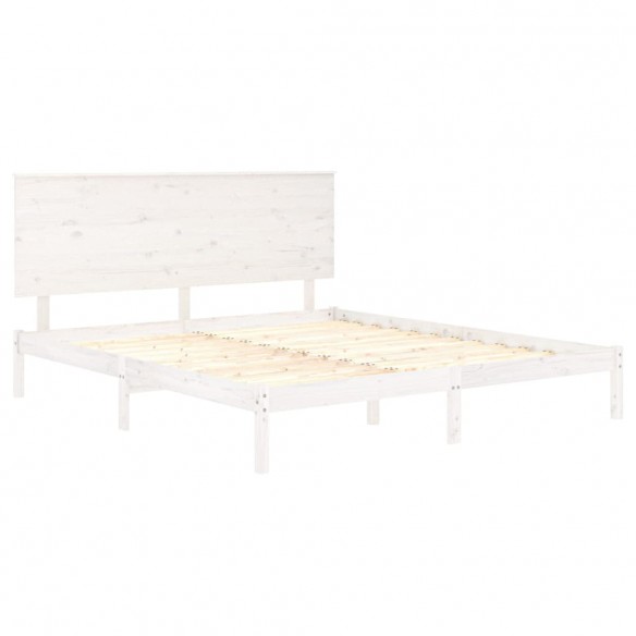 Cadre de lit Blanc Bois de pin massif 160x200 cm