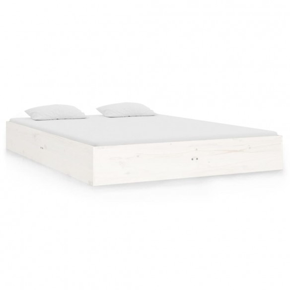 Cadre de lit blanc bois massif 135x190 cm double