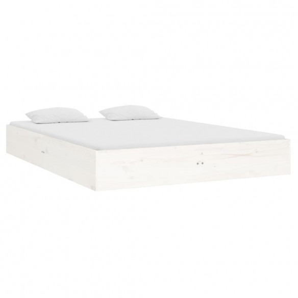 Cadre de lit blanc bois massif 135x190 cm double