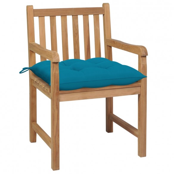 Chaises de jardin 2 pcs avec coussins bleu clair Bois de teck