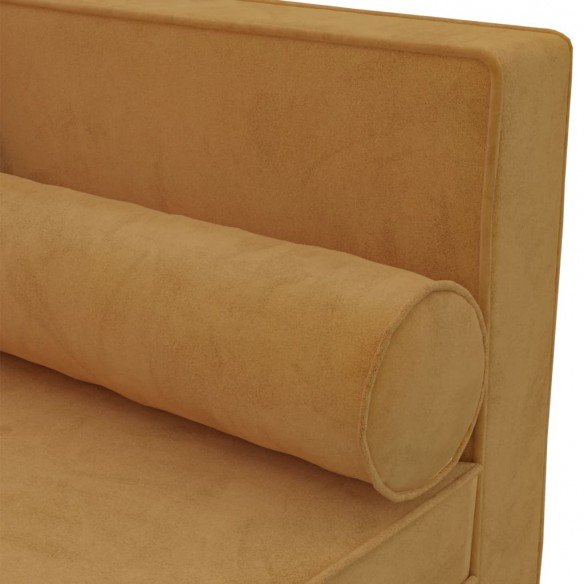 Chaise longue avec coussins et traversin marron velours