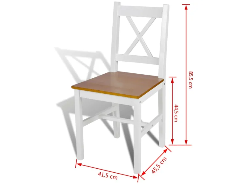 Chaises à manger lot de 2 blanc bois de pin