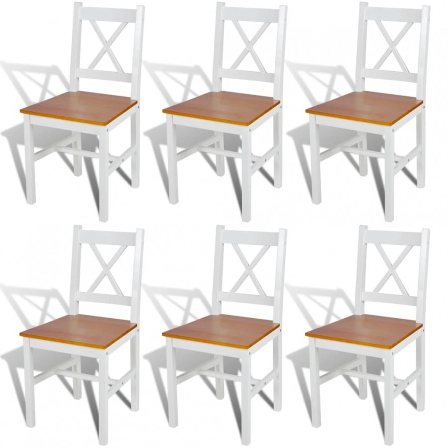 Chaises à manger lot de 6 blanc pinède