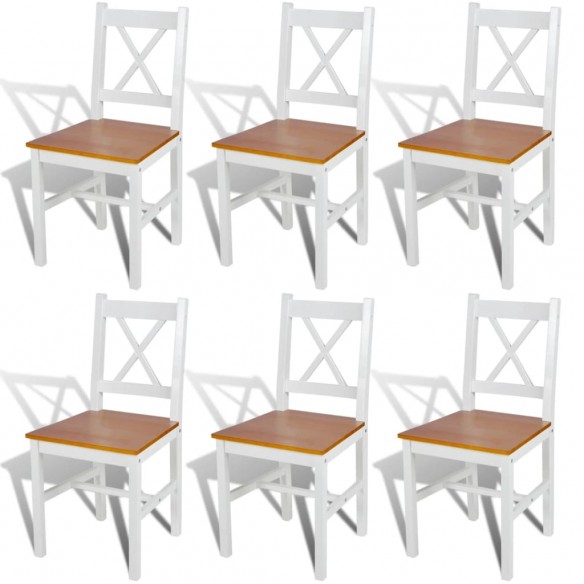 Chaises à manger lot de 6 blanc pinède