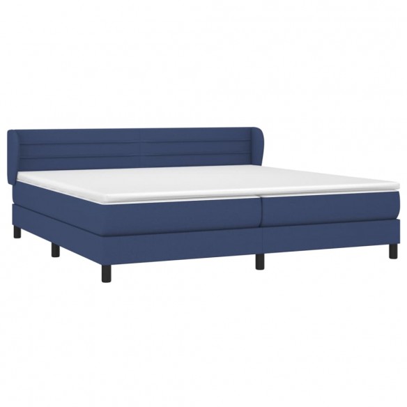 Cadre de lit avec matelas Bleu 200x200 cm Tissu