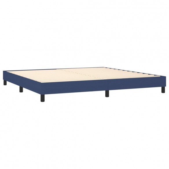 Cadre de lit avec matelas Bleu 200x200 cm Tissu