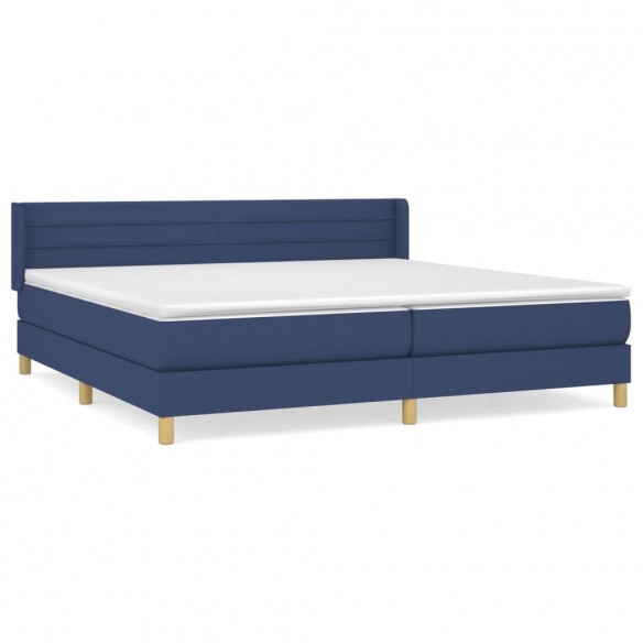 Cadre de lit avec matelas Bleu 200x200 cm Tissu