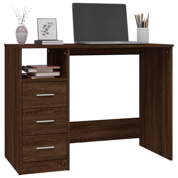 Bureau avec tiroirs Chêne marron 102x50x76 cm Bois d'ingénierie