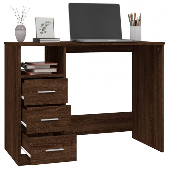 Bureau avec tiroirs Chêne marron 102x50x76 cm Bois d'ingénierie