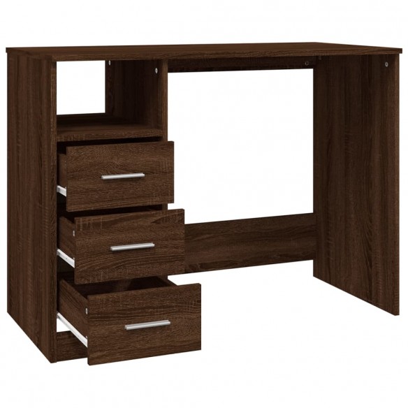 Bureau avec tiroirs Chêne marron 102x50x76 cm Bois d'ingénierie