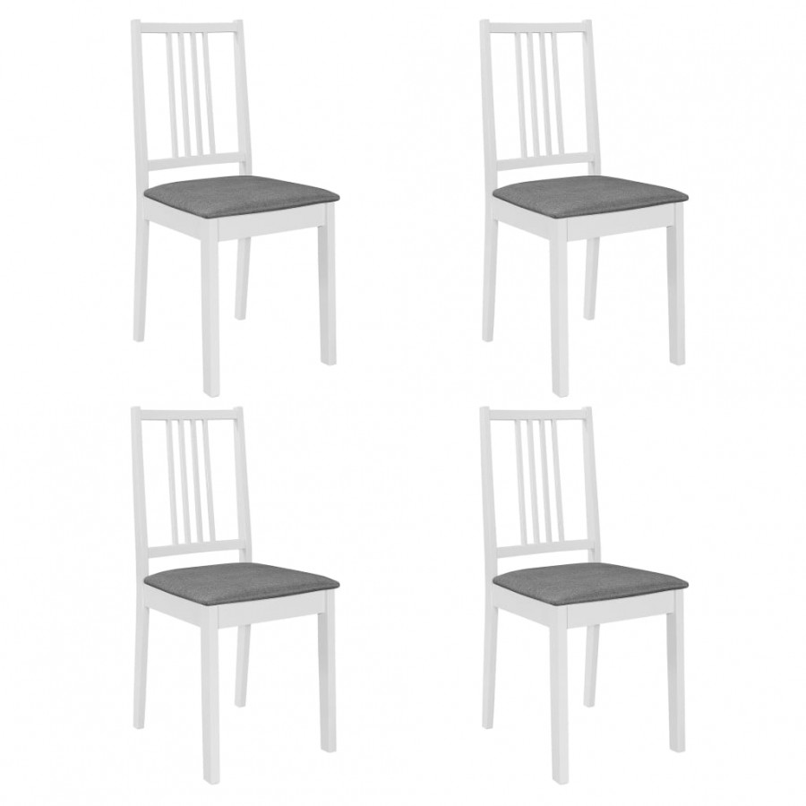 Chaises à manger avec coussins lot de 4 blanc bois solide