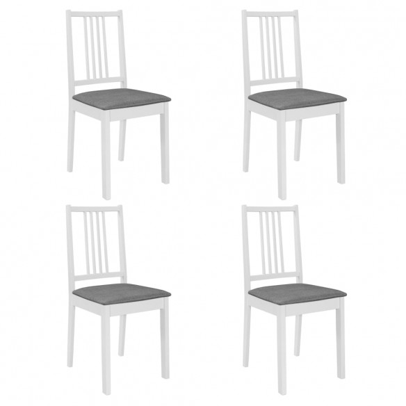 Chaises à manger avec coussins lot de 4 blanc bois solide