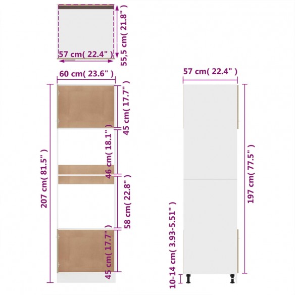 Armoire à micro-ondes Sonoma gris 60x57x207 cm