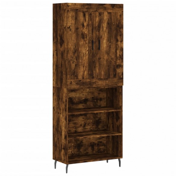 Buffet haut Chêne fumé 69,5x34x180 cm Bois d'ingénierie