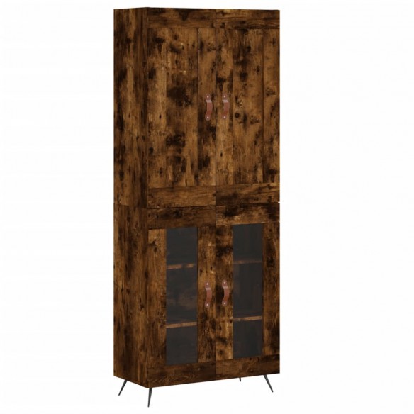 Buffet haut Chêne fumé 69,5x34x180 cm Bois d'ingénierie