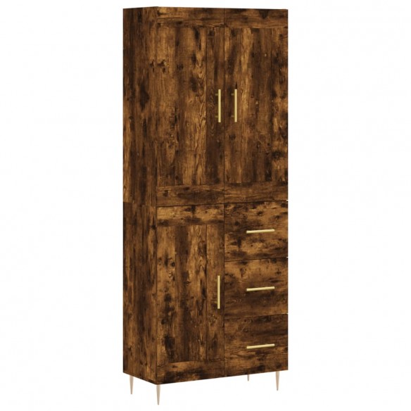 Buffet haut Chêne fumé 69,5x34x180 cm Bois d'ingénierie