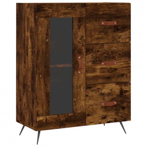 Buffet haut Chêne fumé 69,5x34x180 cm Bois d'ingénierie