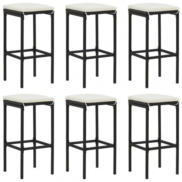 Tabourets de bar avec coussins lot de 6 noir résine tressée