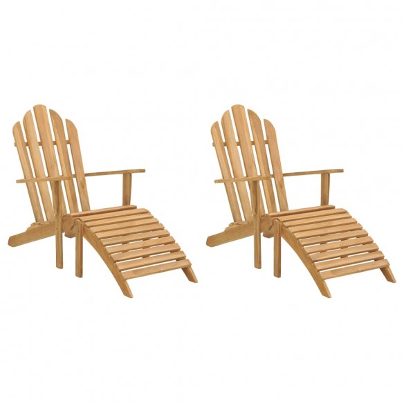 Chaises Adirondack avec repose-pieds 2 pcs Bois massif de teck