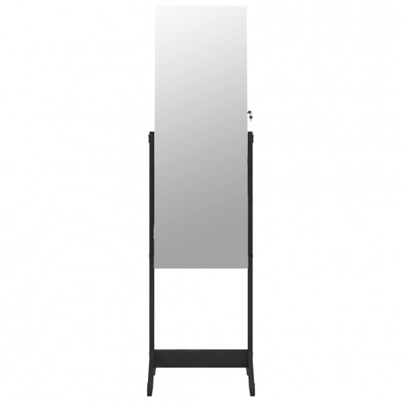 Armoire à bijoux avec miroir sur pied noir 42x38x152 cm