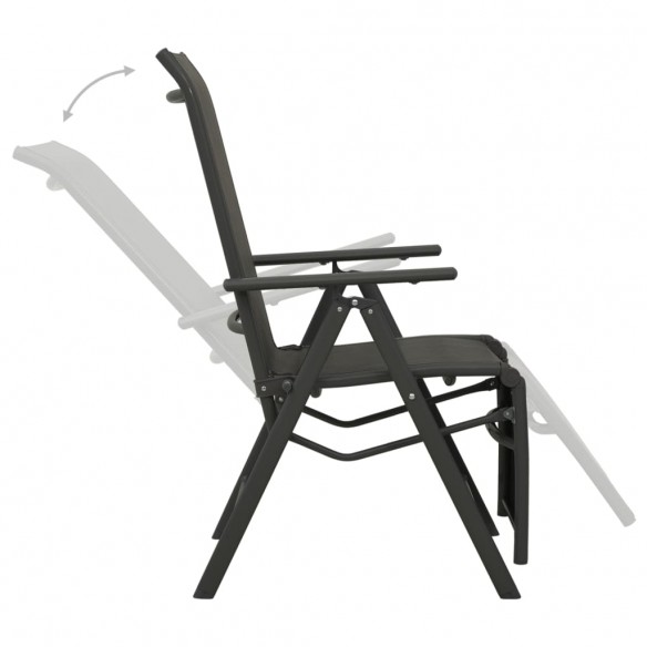 Chaises inclinables de jardin 2 pcs Textilène et aluminium Noir