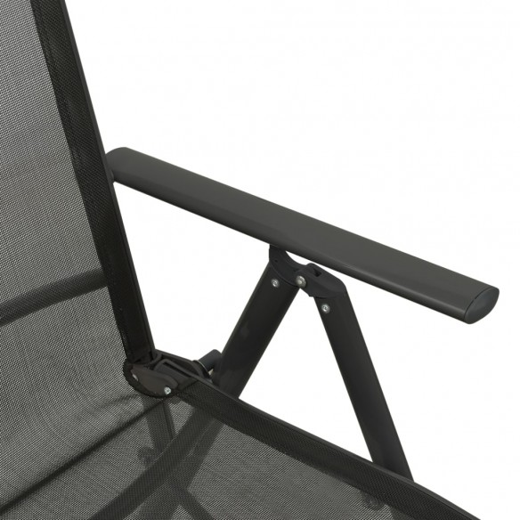 Chaises inclinables de jardin 2 pcs Textilène et aluminium Noir