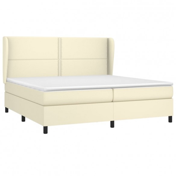 Cadre de lit avec matelas Crème 200x200cm Similicuir