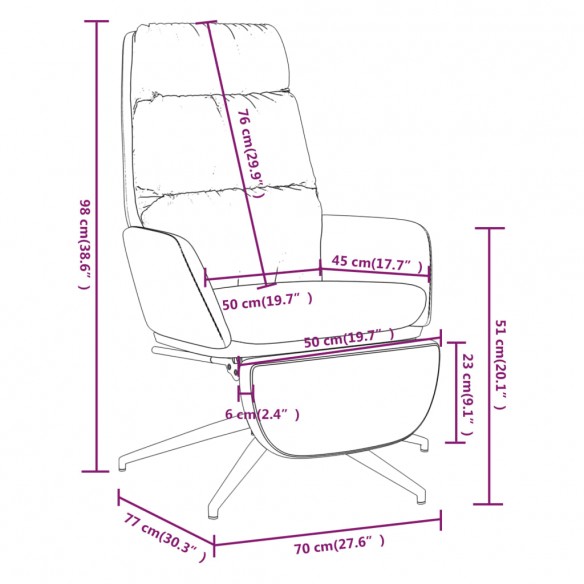 Chaise de relaxation avec repose-pied Gris foncé Tissu