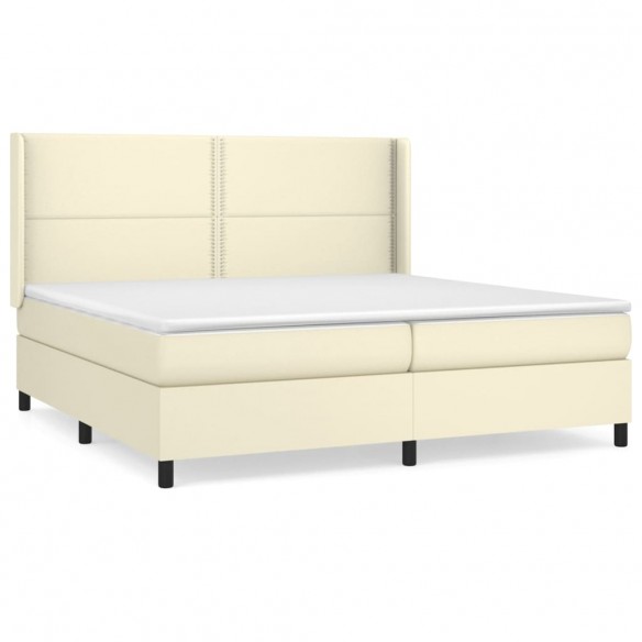 Cadre de lit avec matelas Crème 200x200cm Similicuir