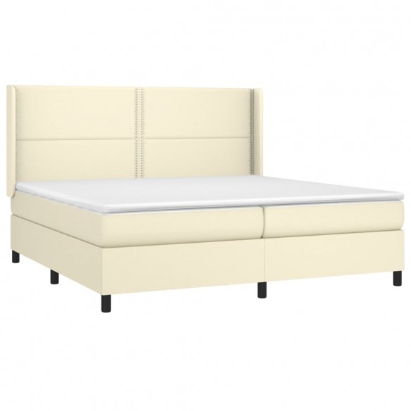 Cadre de lit avec matelas Crème 200x200cm Similicuir