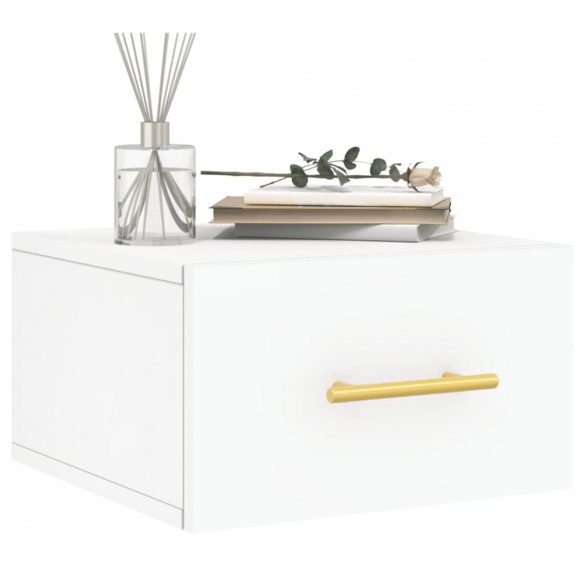 Table de chevet murale blanc 35x35x20 cm