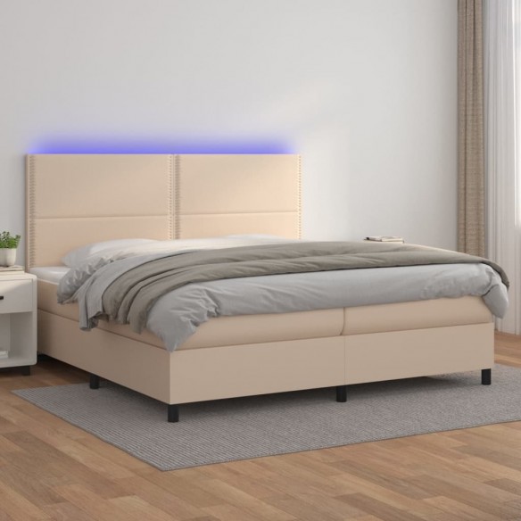 Cadre de lit avec matelas LED Cappuccino 200x200 cm